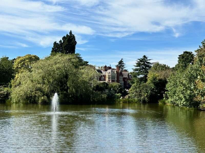 Bletchley Park mansion across the lake