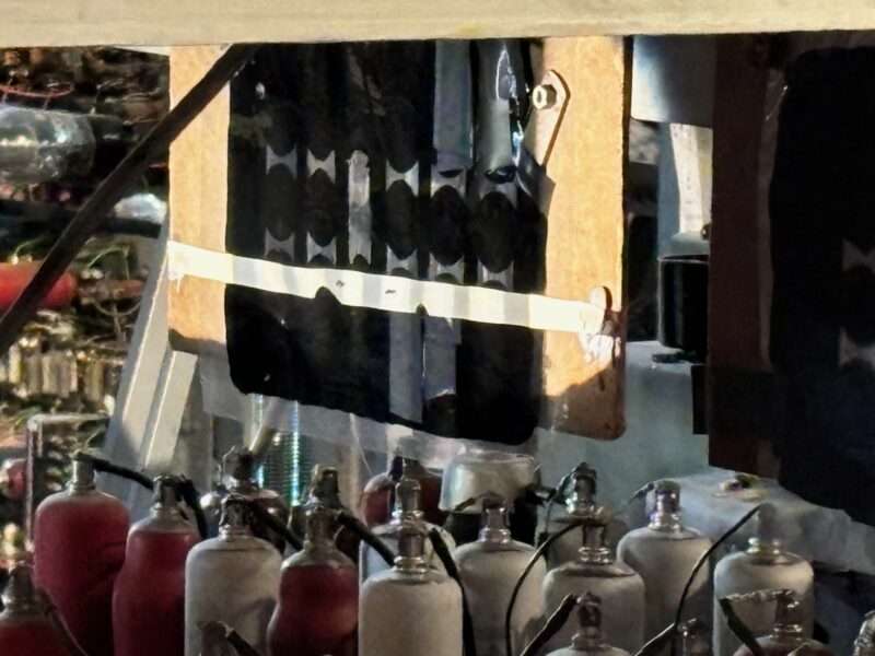 Light shone through the tape