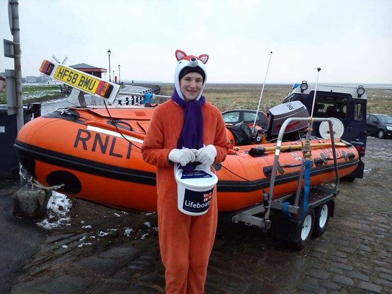 Rebecca (M6BUB) fundraising at Lytham