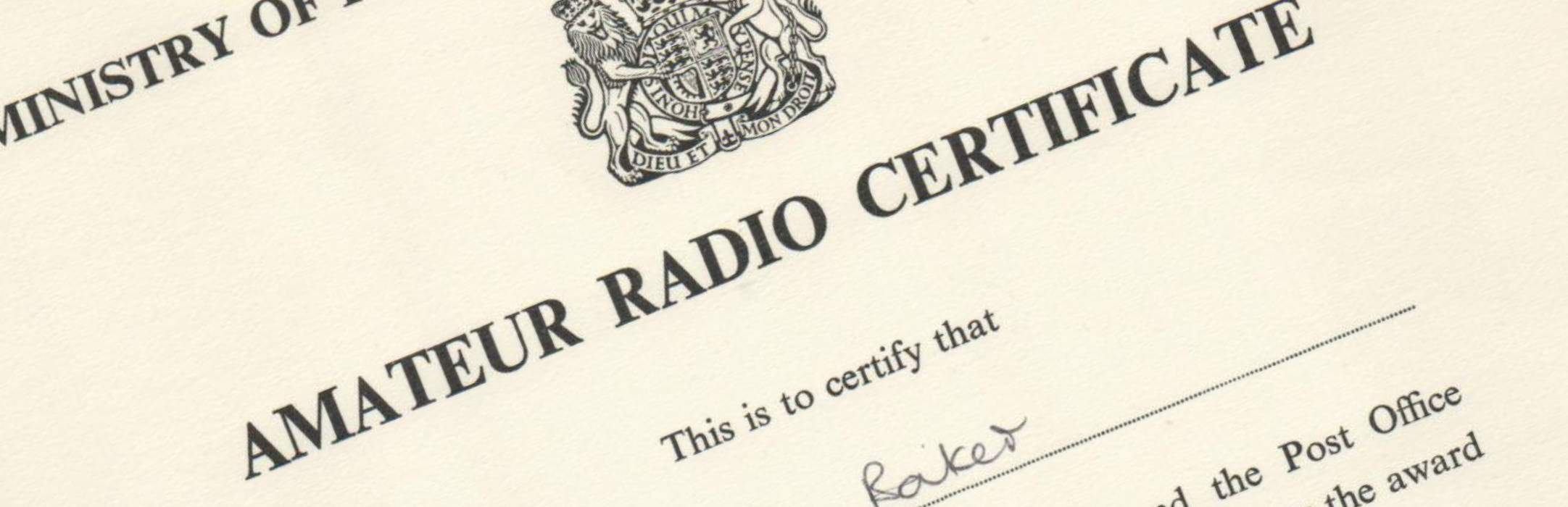 G4CLE Morse test pass certificate banner