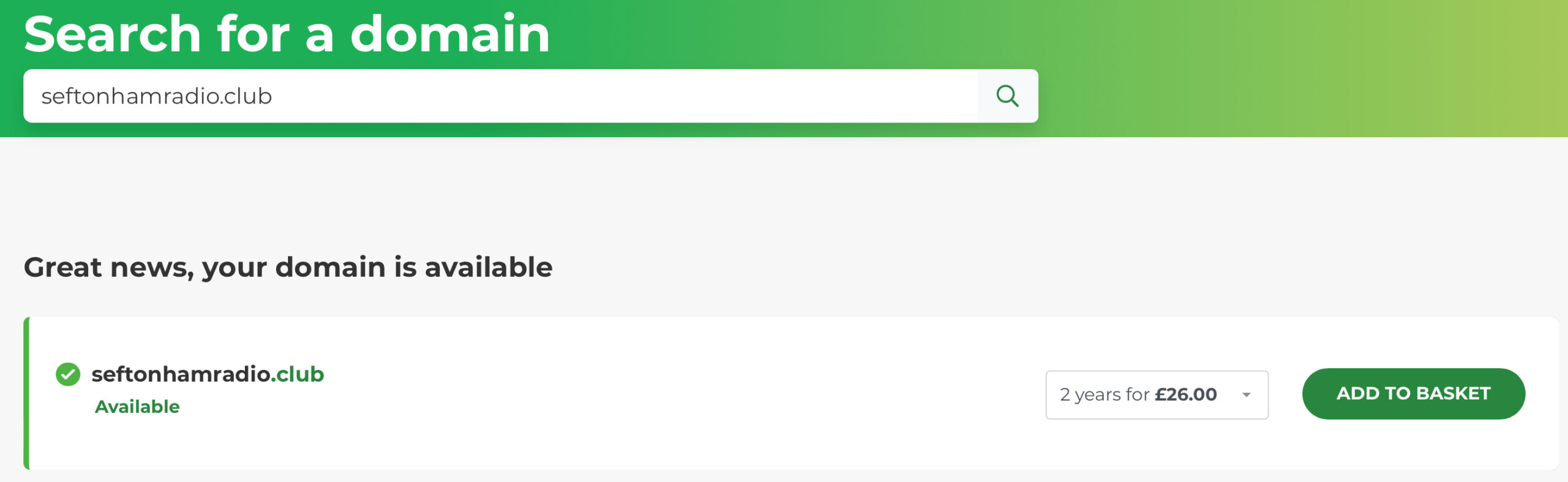 Domain name available