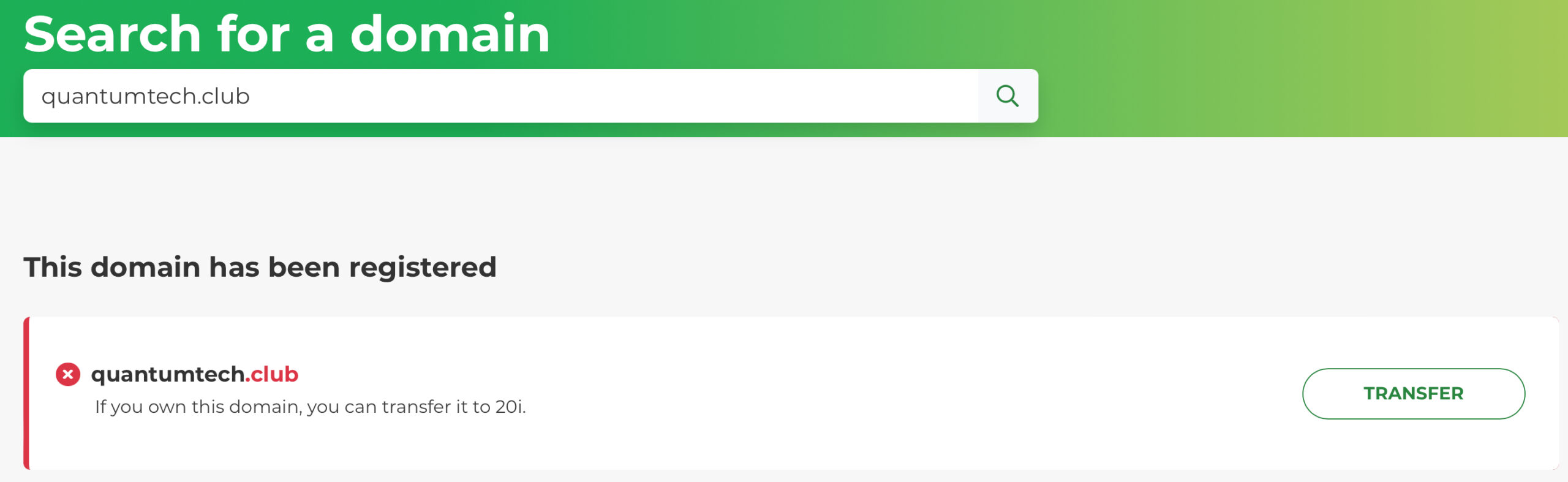 Domain name not available