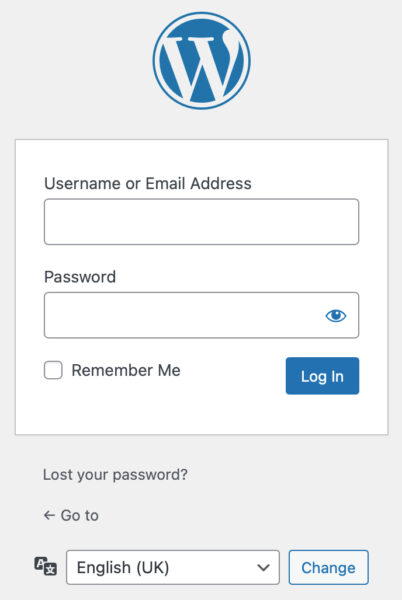 Wordpress login form